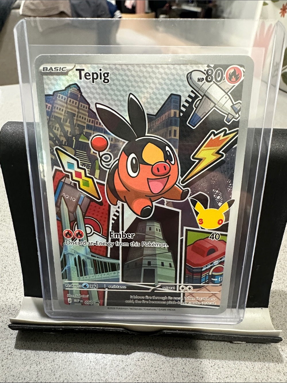 Pokemon Tepig Promo Card - Orange, Black, Yellow